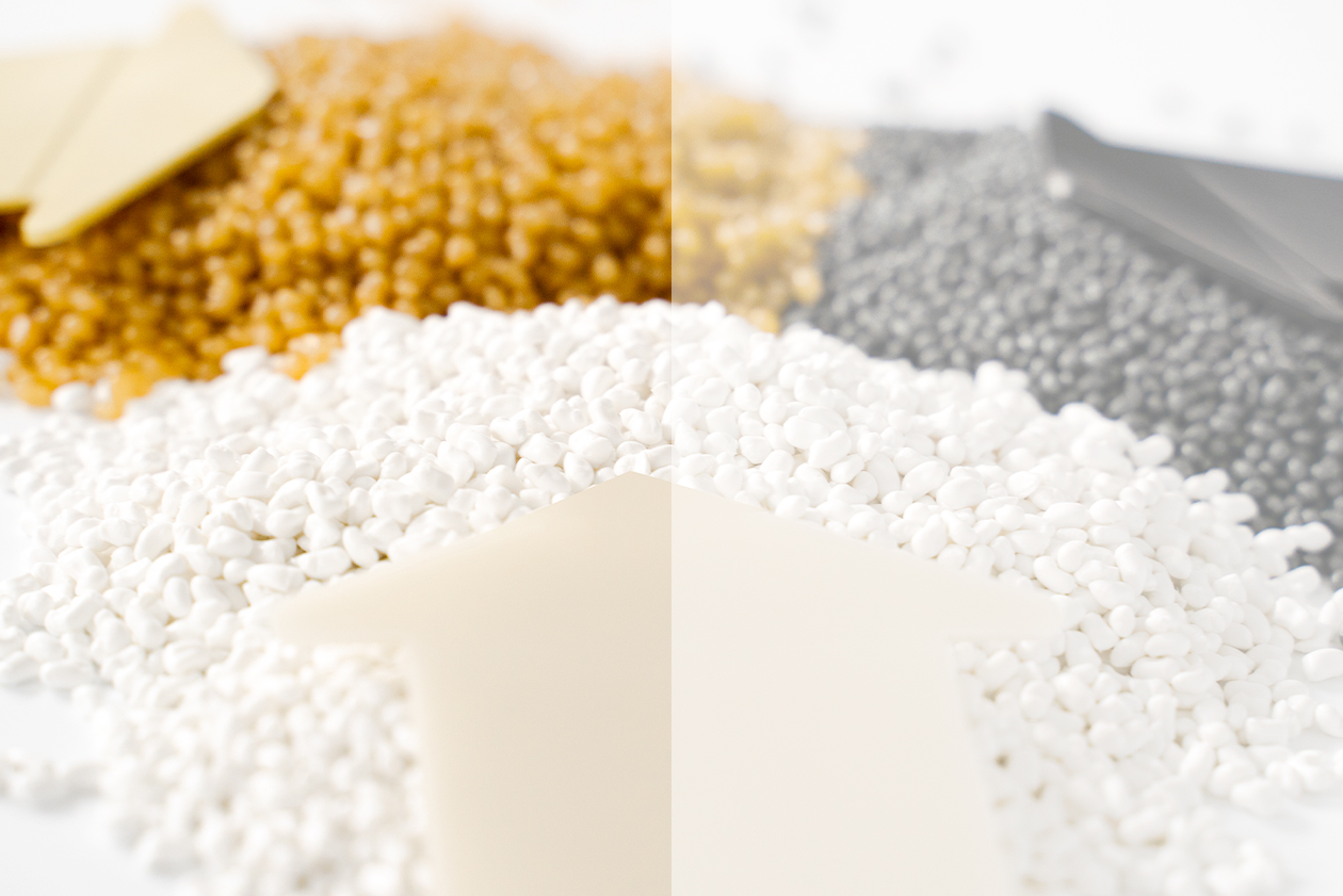 Image showcase the diversity of our StarBlend® portfolio, featuring thermoplastic compounds, including unfilled, mineral- or glass-fiber-filled granules, suitable for injection molding, extrusion, and filament applications